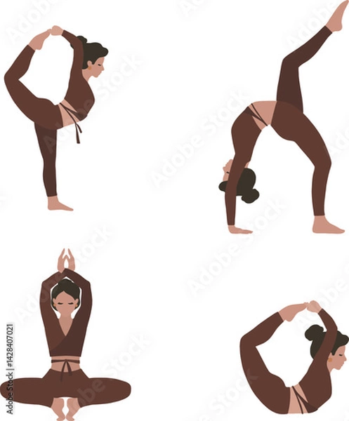 Obraz Set of yoga poses vector clipart