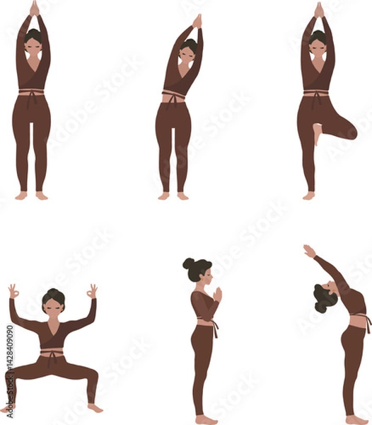Obraz Set of yoga poses vector clipart