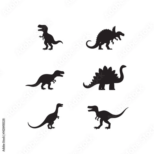 Fototapeta Dinosaur Silhouette Vector Illustration Set