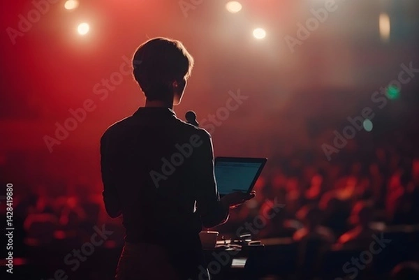 Obraz A confident speaker stands in front of an audience
