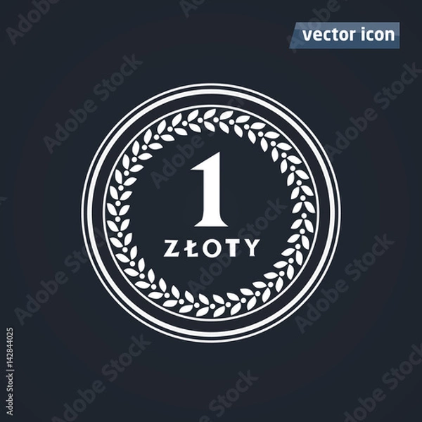 Obraz 1 zloty old coins vector