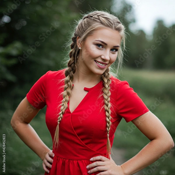 Fototapeta Portrait einer attraktiven jungen skandinavischen Frau