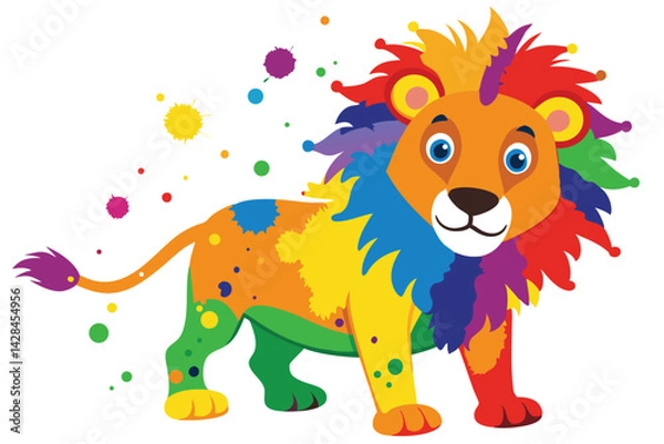 Fototapeta Lion multicolor digital illustration portrait.