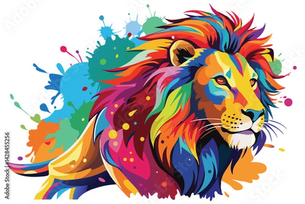Obraz Lion multicolor digital illustration portrait.