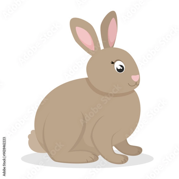 Fototapeta Cute rabbit in flat style. Vector illustration on white background.