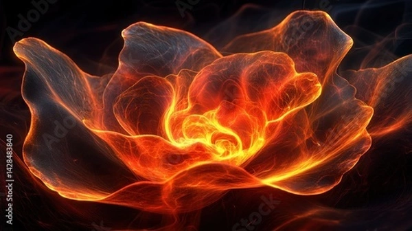 Fototapeta Abstract fiery flower in deep space.