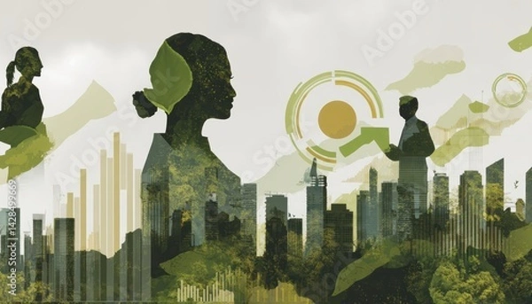 Fototapeta Visualizing esg strategies in business urban environment infographic high fidelity green concept