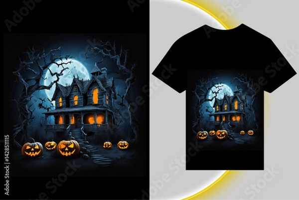 Obraz Stylish Halloween Graphic T-Shirt Design with Vintage Horror Look, Perfect for Costume Lovers and Halloween Season Wardrobe