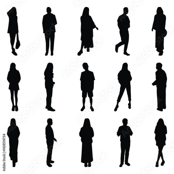 Obraz Vector collection set of individual people silhouettes.	
