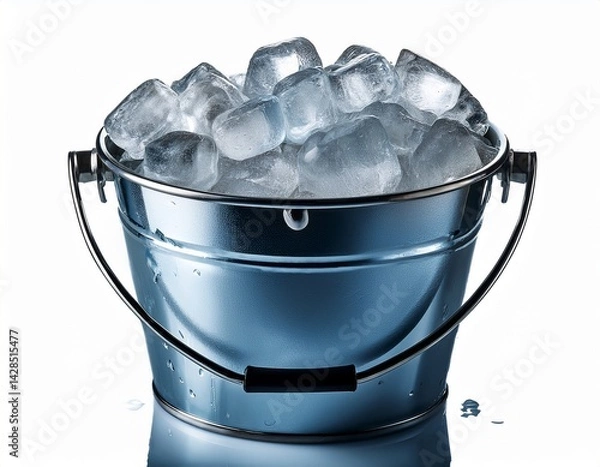 Fototapeta Isolated ice bucket filled with ice cubes