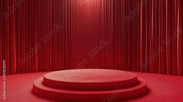 Obraz red carpet on red stage with red curtain background
