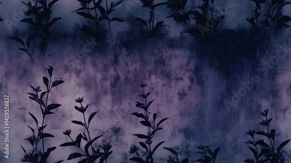 Obraz Silhouette botanical design on a textured, muted background.