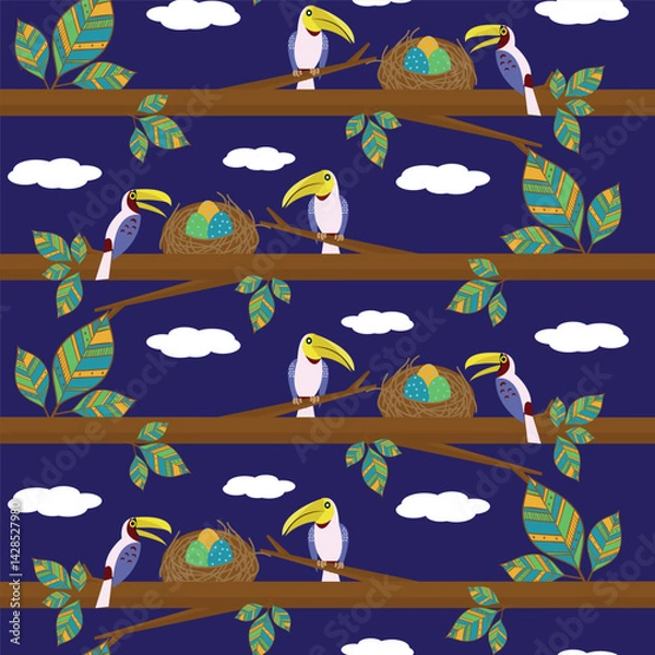 Fototapeta Vector Images of Various Types of Bird Patterns With Subtle Colors