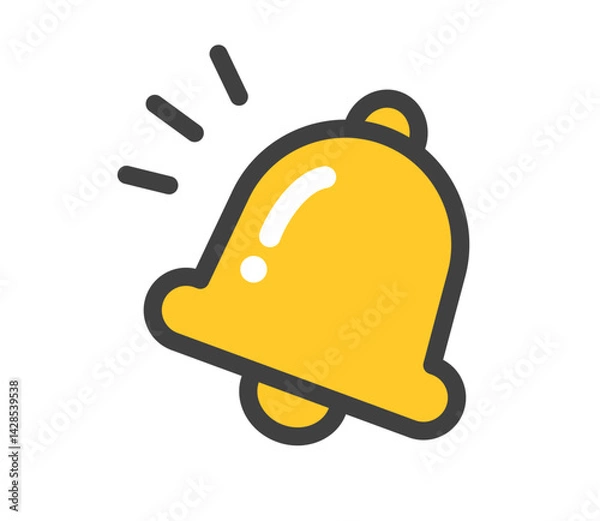 Obraz シンプルな黄色いベルのアイコンイラスト　ベクター
