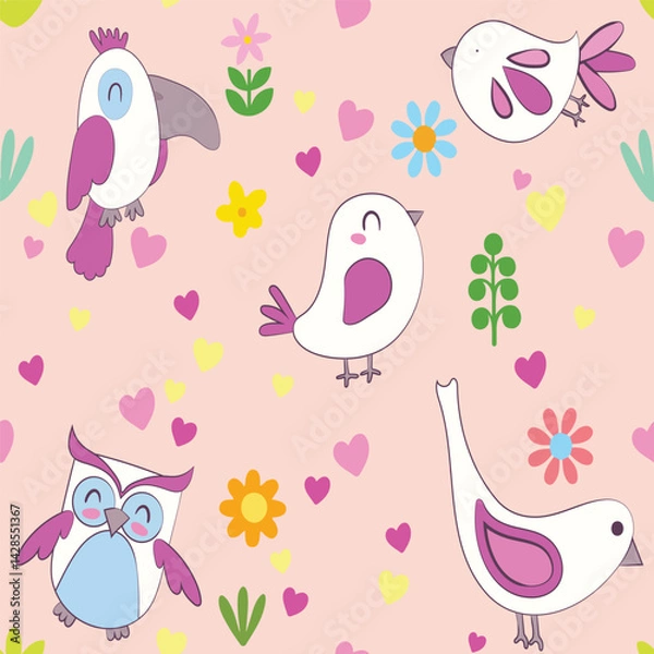 Fototapeta Vector Images of Various Types of Bird Patterns With Subtle Colors
