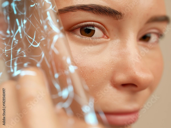 Fototapeta Concept art of next-gen artificial skin with bio-electronic interfaces. Merges synthetic materials with organic textures for medical innovation..
