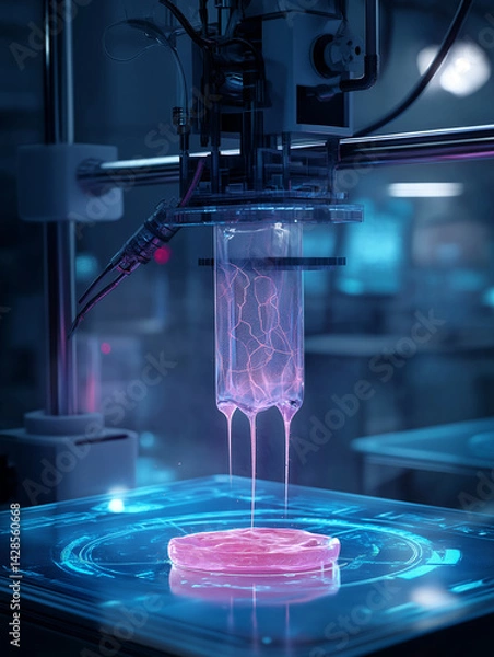 Fototapeta Advanced 3D bioprinter producing artificial skin grafts for medical use. 