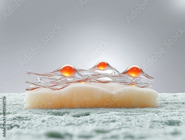 Fototapeta Microscopic Regeneration of Artificial Skin Cells with Collagen Fibers