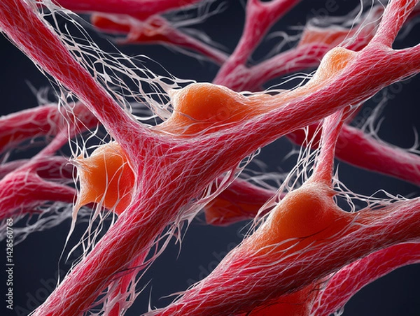 Fototapeta Microscopic Regeneration of Artificial Skin Cells with Collagen Fibers