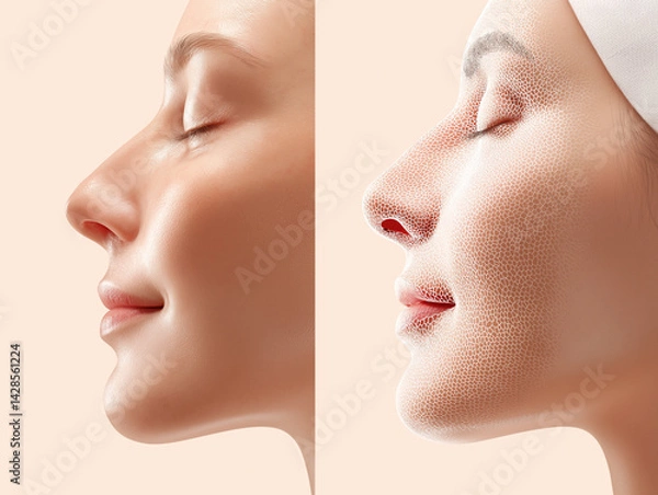 Fototapeta close up of a face of a woman