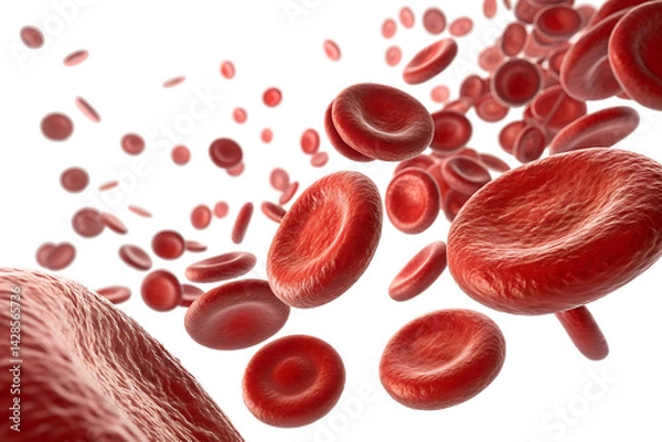 Obraz flowing red blood cells isolated on transparent background