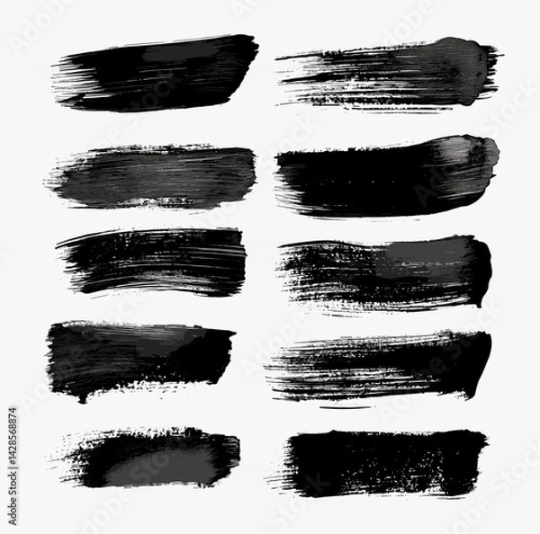 Fototapeta Brush strokes, collection, vector set