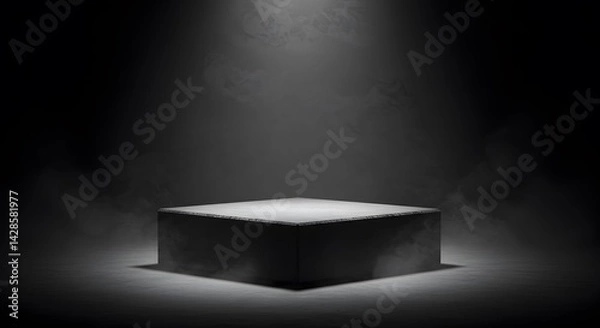 Obraz Empty Platform with Smoke Effect in Dramatic Light