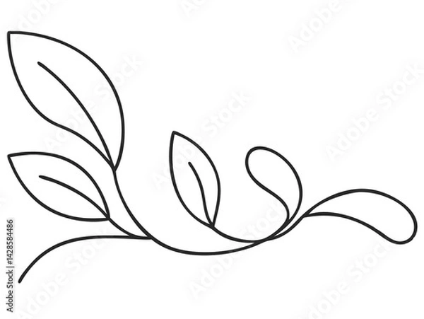 Fototapeta Elegant Botanical Border in Line Art for Nature-Inspired Designs and Projects