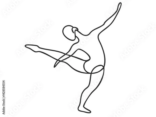 Fototapeta Fluid Single Line Drawing of a Dancer in Motion for Artistic and Expressive Designs
