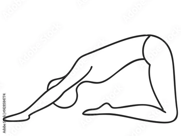 Fototapeta Fluid Single Line Drawing of a Dancer in Motion for Artistic and Expressive Designs