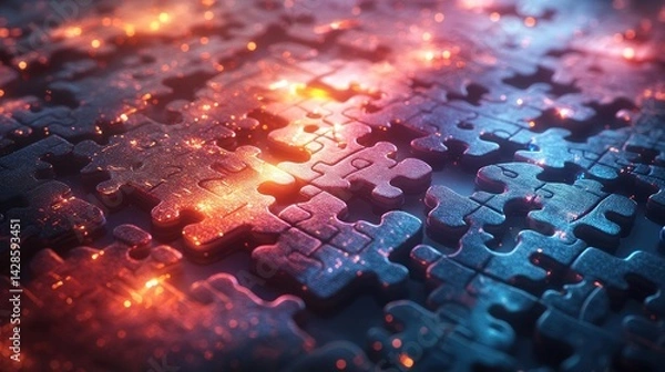 Fototapeta Abstract Puzzle: Interconnectedness and Problem Solving