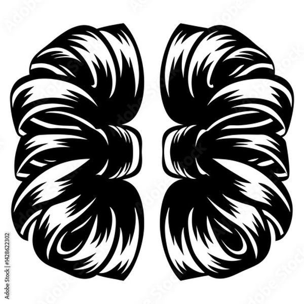 Fototapeta Symmetrical Hairstyle Design with Intricate Black and White Line Art Details
