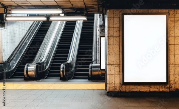 Fototapeta Media mockup showcasing digital ads in NYC transit 