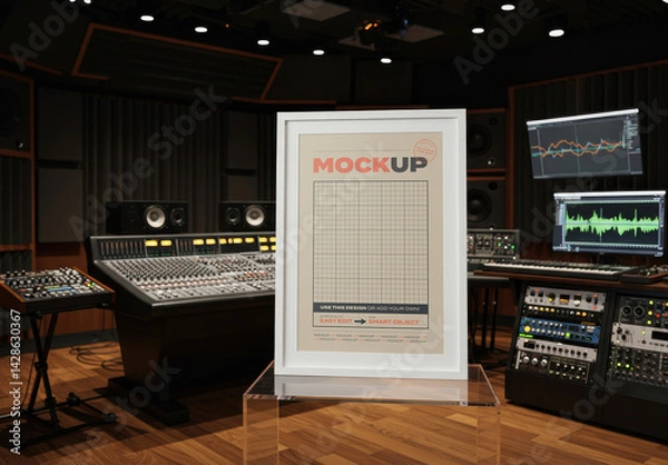 Obraz Frame Poster Mockup on Music Sound Check Studio
