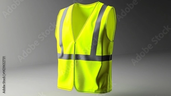 Fototapeta Versatile safety uniform mockup in vibrant fluorescent green for enhanced visibility.