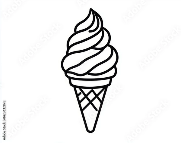 Fototapeta Continuous line drawing of an ice cream cone.