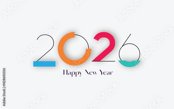 Fototapeta 2026 Happy New Year design vector. trendy new year 2026 design template. 