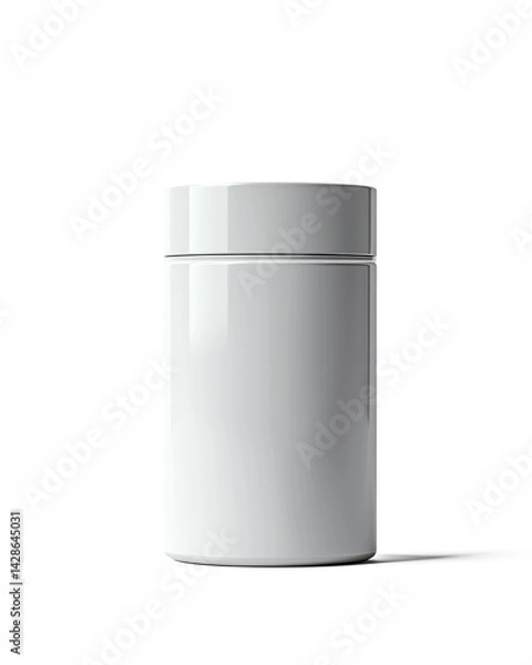 Fototapeta 3D rendering of a minimalistic cylindrical cosmetic jar with matte finish and screw-on lid, isolated on a white background