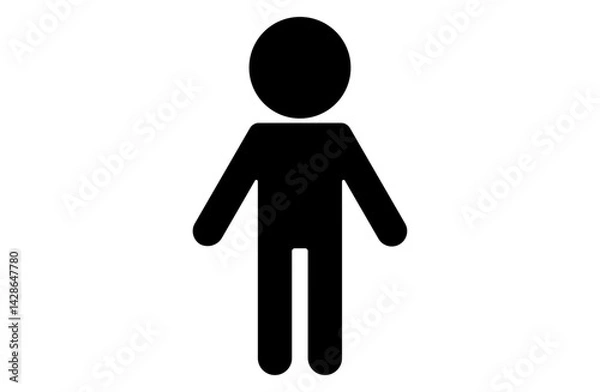 Obraz シンプルな子供のピクトグラムアイコン、黒いシルエットの男の子