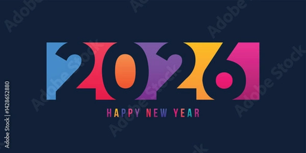 Fototapeta 2026 number design for New Year symbol and sign. New Year with modern colorful number 2026. 