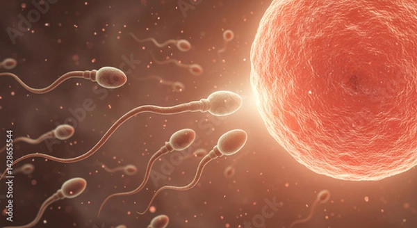 Fototapeta Sperm Approaching Ovum