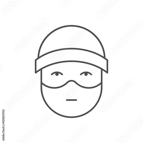 Obraz Criminal in mask line icon