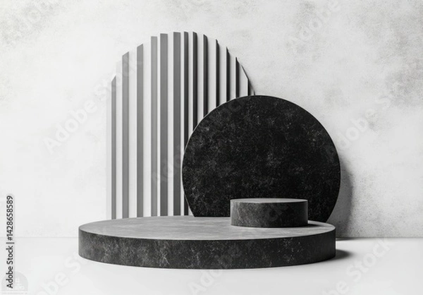 Fototapeta Abstract Geometric Shapes in Minimalist Interior Space Setup