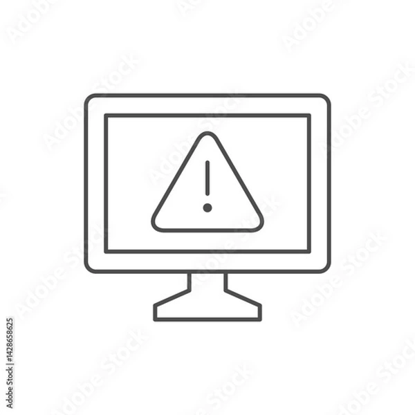 Fototapeta Computer warning line outline icon