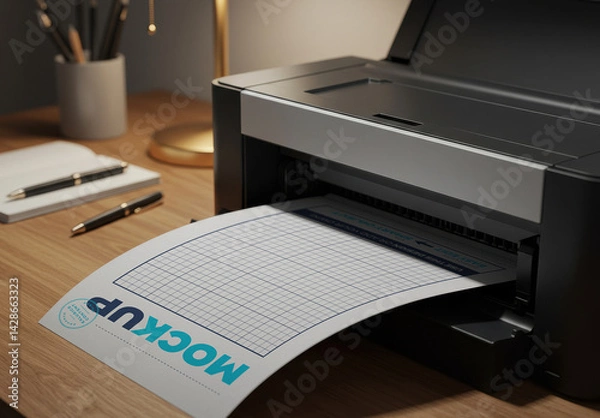 Obraz Page Being Printed Realistic Mockup