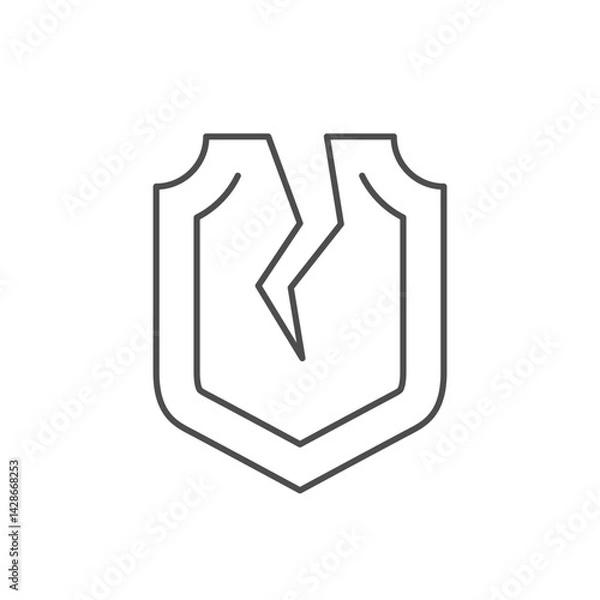Obraz Cracked shield line outline icon