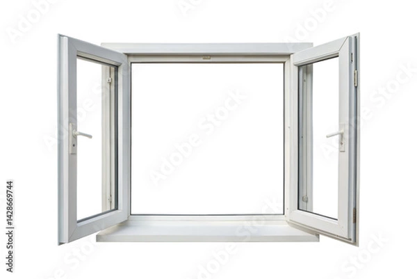 Fototapeta White window isolated on transparent background. Png