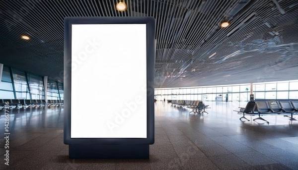 Fototapeta a mockup of an empty light box at an airport