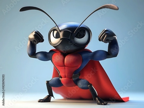 Fototapeta Mighty Ant Superhero: A 3D Rendered Cartoon Character