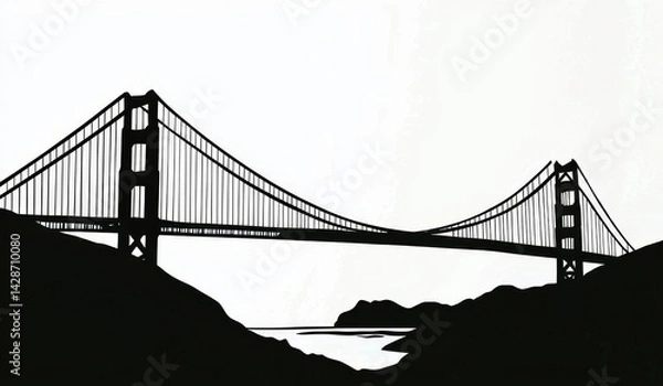 Fototapeta Silhouette Illustration of the Golden Gate Bridge